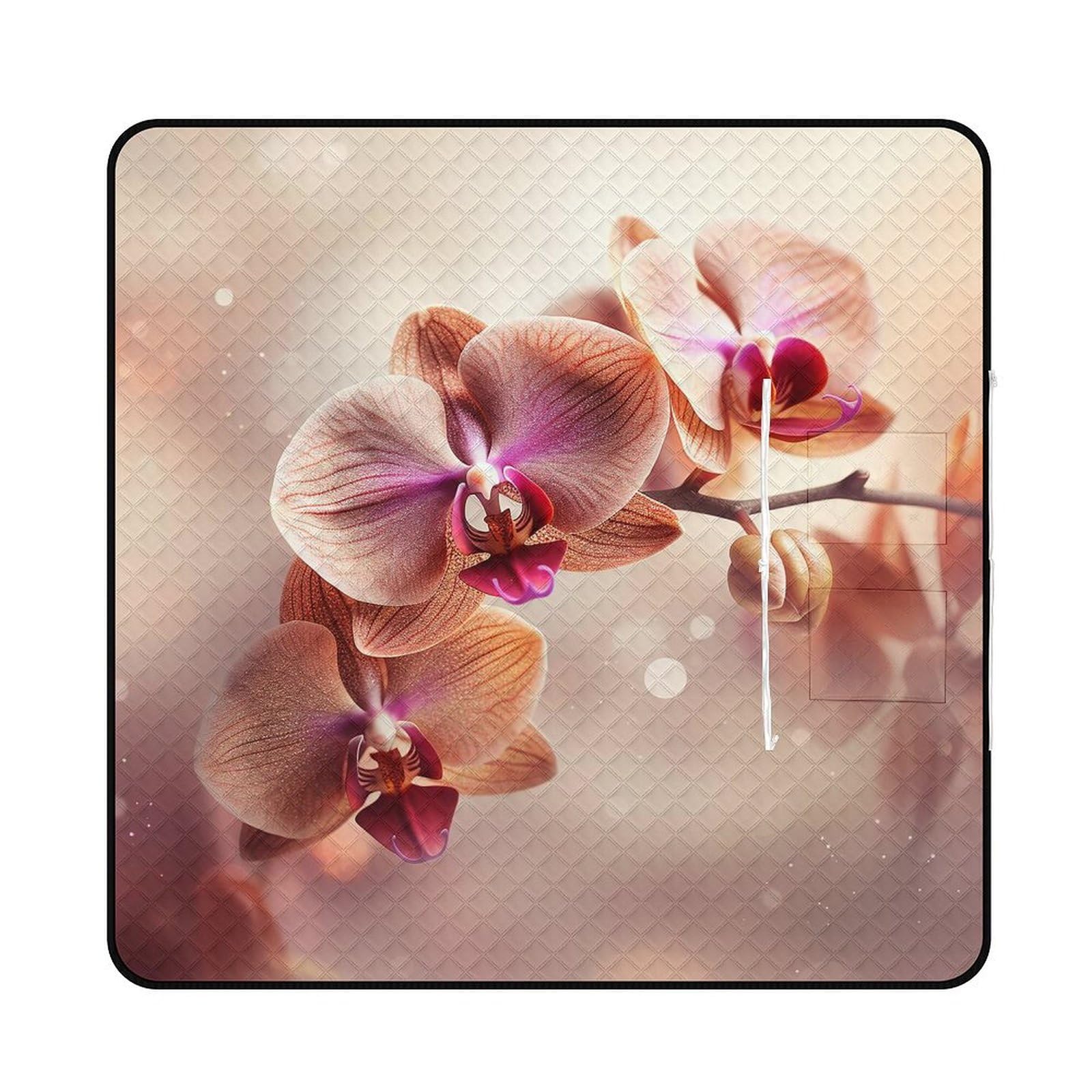 Couverture de pique-nique imperméable et résistante au sable - Orchidée sur fond - Tapis de plage pliable pour le printemps, l'été, le camping, le parc, les voyages