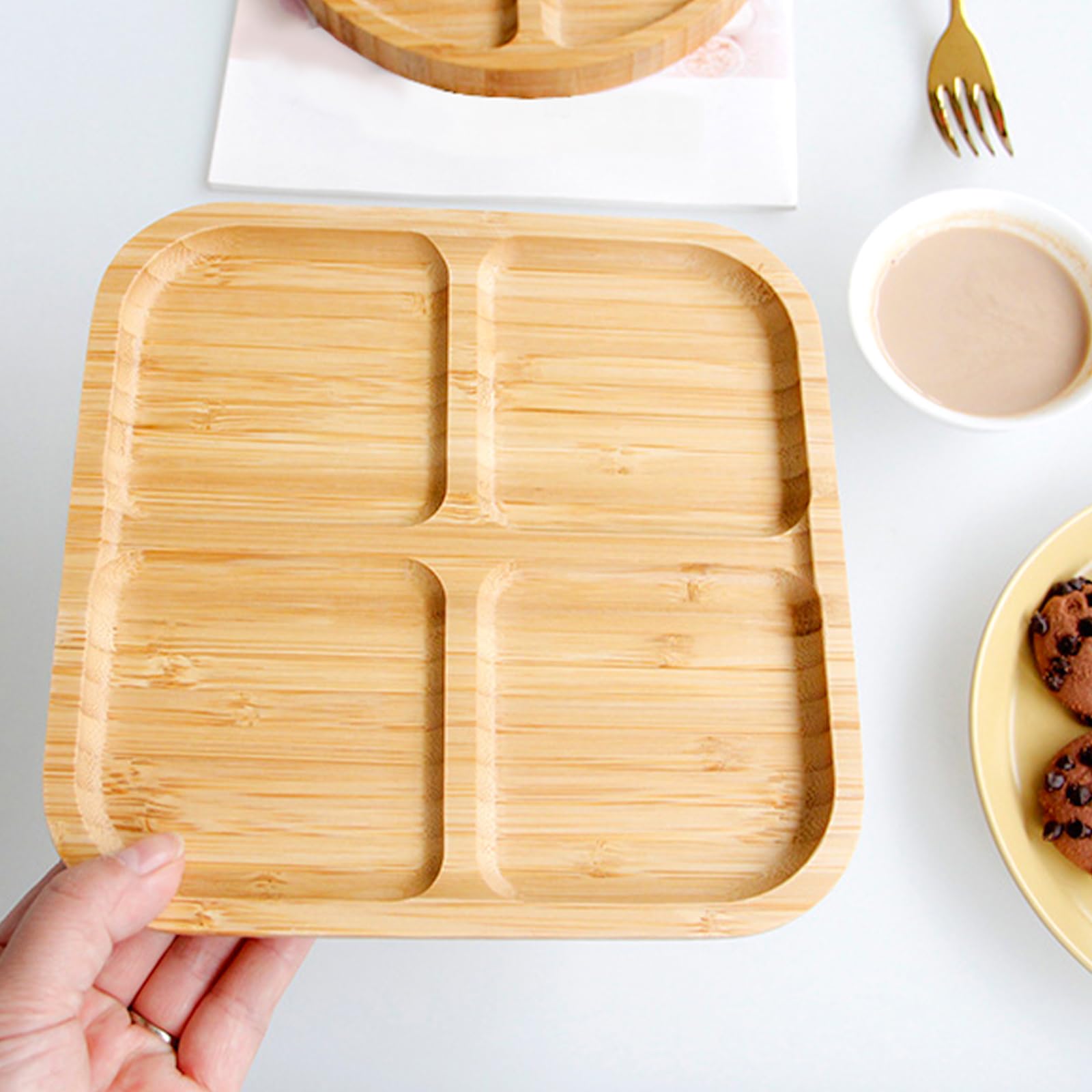 Vassoio da portata diviso in legno, quadrato e rotondo, per ac, noci, frutta secca e – Ele Kitchen o Par Platter, ideale per intrattenere