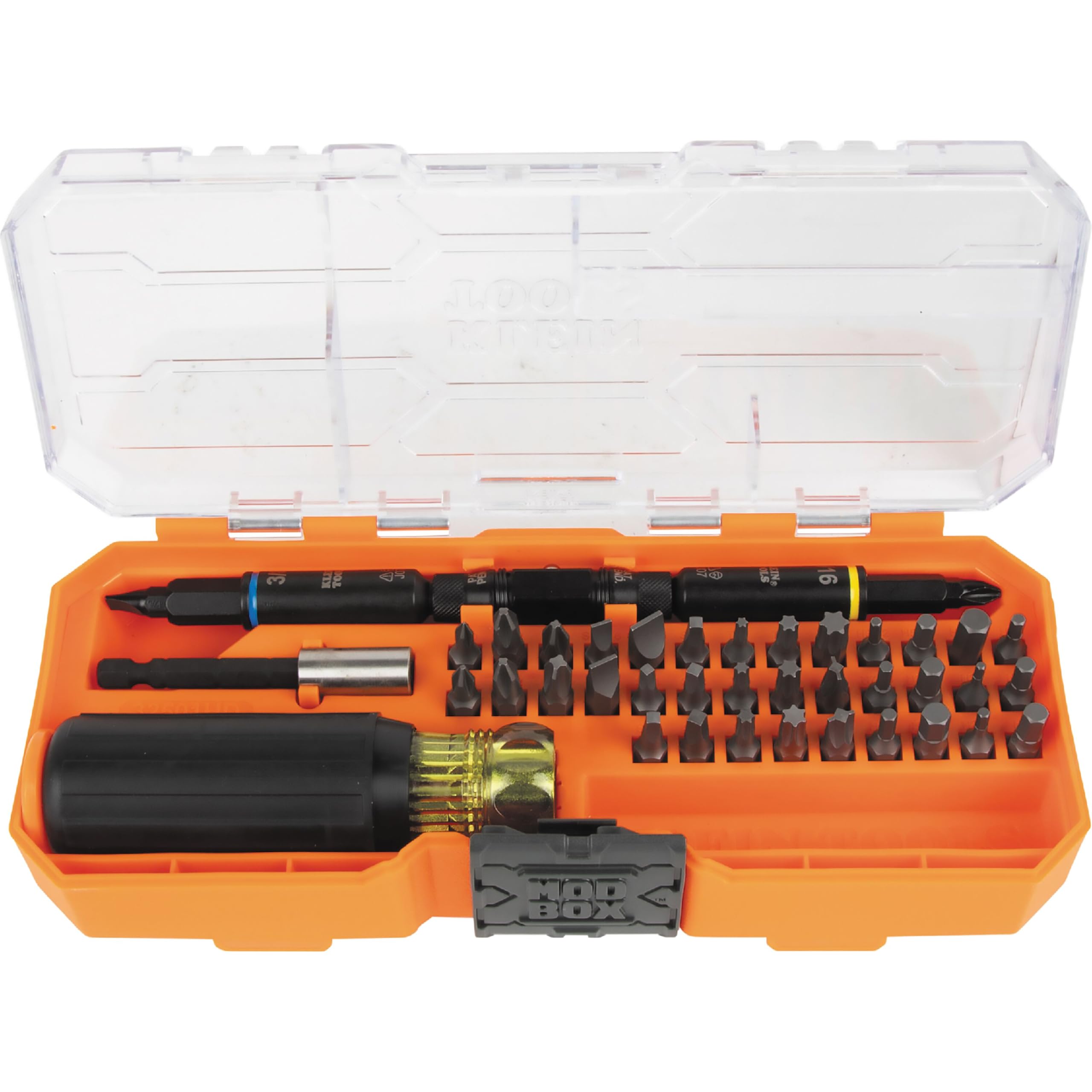 Klein Tools 32501HD KNECT - Juego de destornilladores y tuercas de 46 piezas con clasificación de impacto y caja MODbox, 39 brocas, 4 destornilladores de tuerca, soporte de brocas, mango