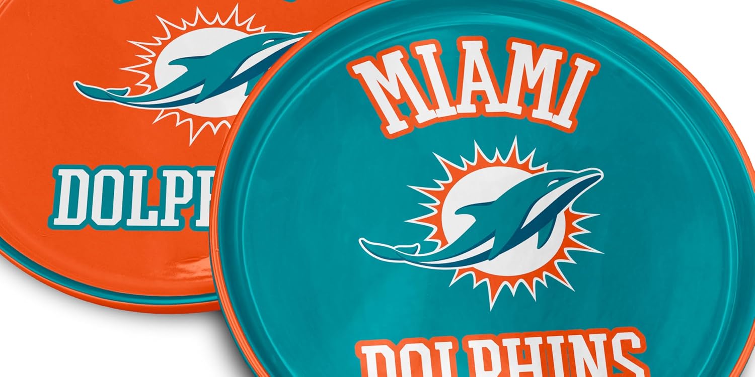 NFL Miami Dolphins Home and Away 2 Pack Round Serving Plates