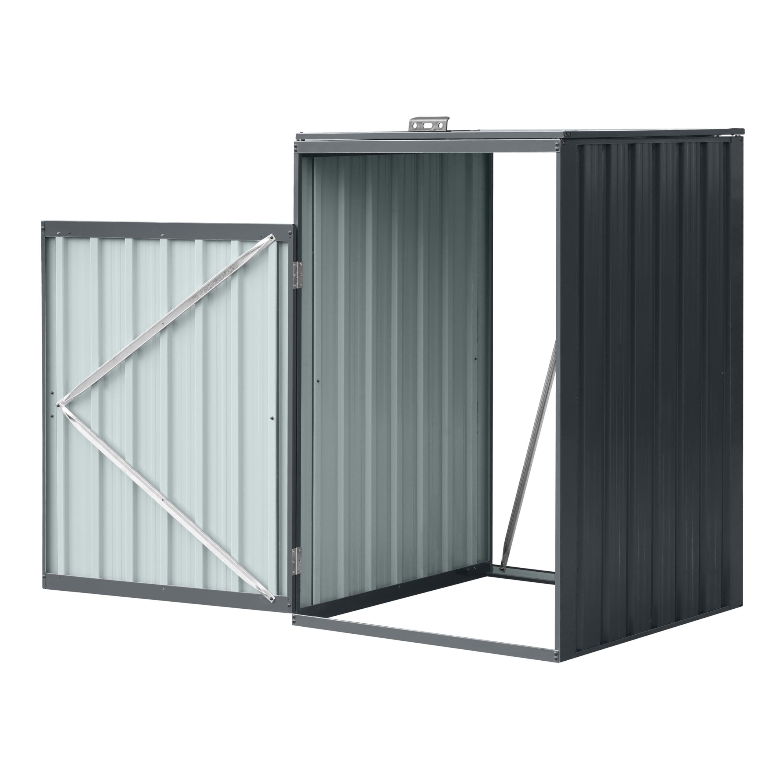 Axi Owen Cache Poubelle Métallique Anthracite/Acier Galvanisé Résistant Aux Intempéries - Abri Poubelle pour 1 Conteneur - Max. 240L - Abri Poubelle Extérieur avec Excellente Ventilation