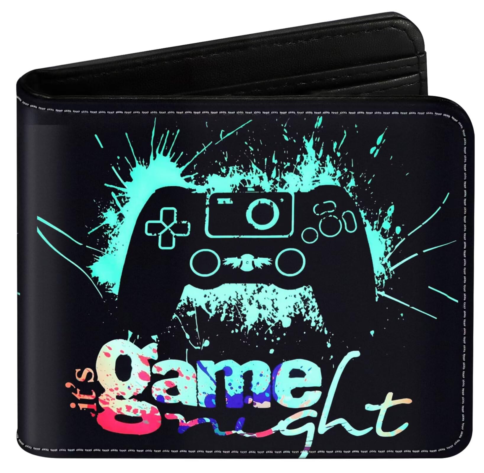 Teen Boys Wallet Gifts for Gamers Boys Gamepad Leather Wallets Credit Id Card Cash Holder Rfid Blocking Zipper Aesthetic Wallets With Coin Pocket Id Window Gaming Wallets for Gamers Men Boys Teenager