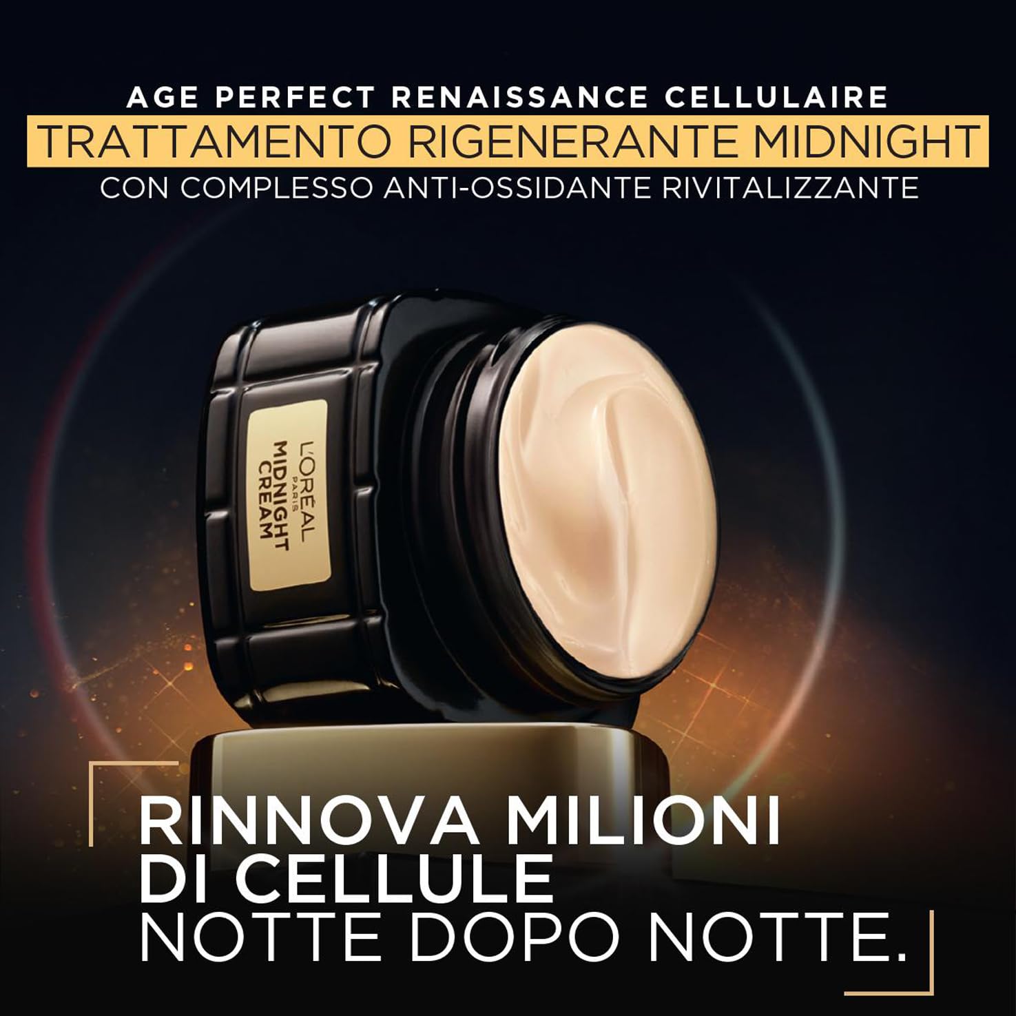 L'Oréal Paris, Crema Viso Midnight, Per Pelli Mature, Azione Anti-Età, Incarnato Levigato e Rughe Ridotte, Con Complesso Antiossidante e Vitamina E, Age Perfect Renaissance Cellulaire, 50 ml