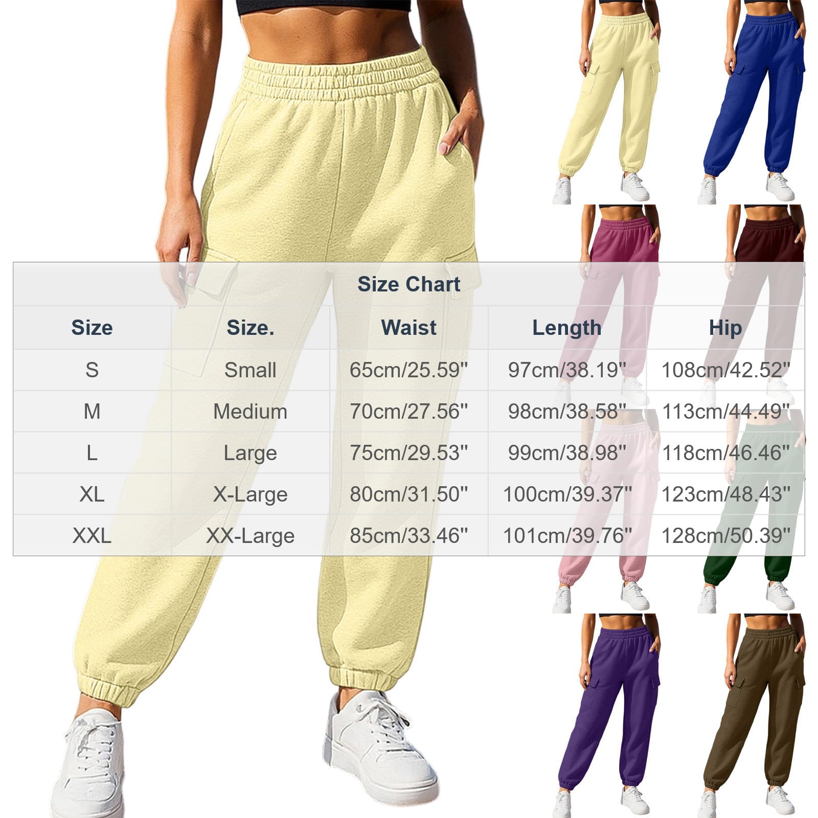 Générique Pantalon Femme Couleur Unie Loisir Taille Élastique Coupe Souple Poches Casual Pantalon Au Toucher Doux, Vêtement Agréable À Porter, Tenue Idéale pour Accompagner Les Moments Quotidiens