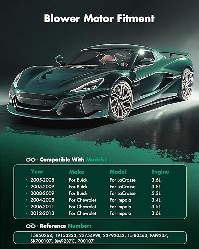 Vista 757 de SCITOO 700188 Reemplazo del motor del ventilador HVAC con jaula de ventilador para Toyota Tacoma 2005-2015, reemplazo OE - 87103-04043, 87103-04044