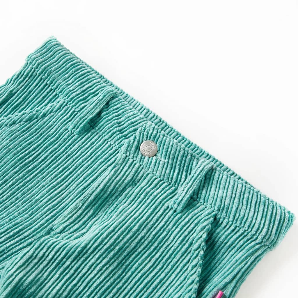 Pantalones infantiles de pana verde menta para niños y niñas, cómodos pantalones de tela elástica con cintura elástica, pierna ancha, dos bolsillos, adecuados para el día a día, escuela