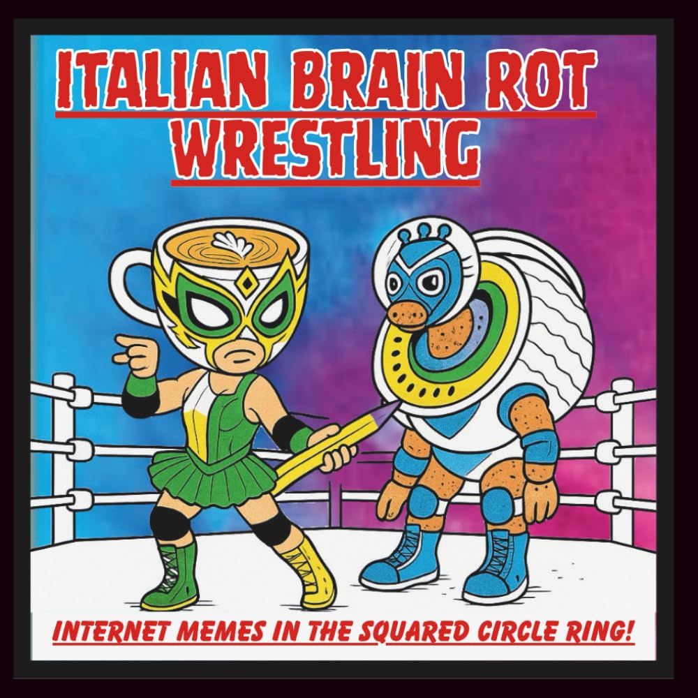 ITALIAN BRAIN ROT WRESTLING: from Internet Meme, to the Square-Circled Ring!: Coloring book for Adults and kids