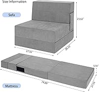 Vista 2 de Colchón Plegable para Sofá Cama, Silla Sofá Cama Plegable para Dormir, Colchón de Piso con Almohada para Sala de Estar, Oficina en Casa