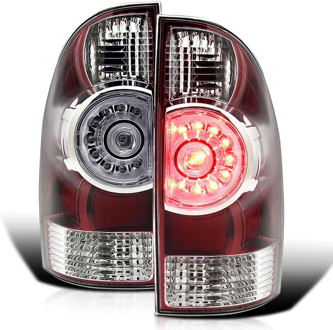 Spec-D Tuning Red LED Tail Lights Compatible with 2005-2015 Toyota Tacoma, Left + Right Pair Assembly