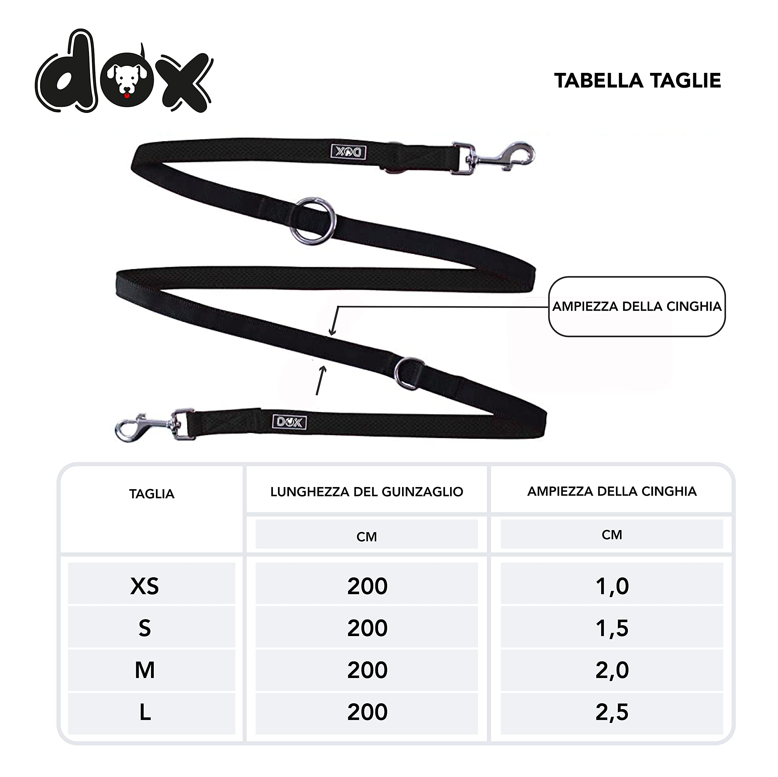 DDOXX Guinzaglio per Cani Air Mesh, Regolabile con 3 Misure, 2m | Tanti Colori e Taglie | Guinzaglio Doppio Cane Gatto Cucciolo Taglia Piccola Media Grande Piccoli Medi Grand | Nero, M