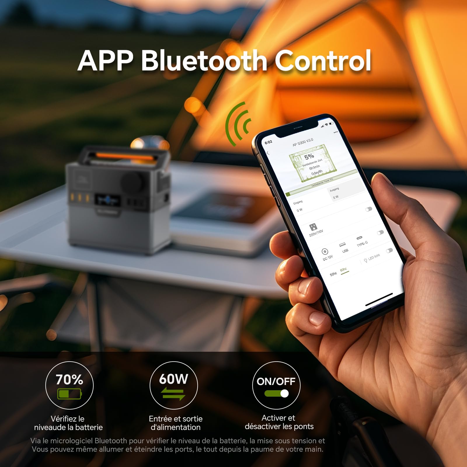 ALLPOWERS S300 Station électrique portable 288Wh avec sortie CA 300W et USB-C 100W, fonction UPS ultra-silencieuse 30 dB, générateur solaire à charge rapide 1 heure pour camping, voyage, urgence