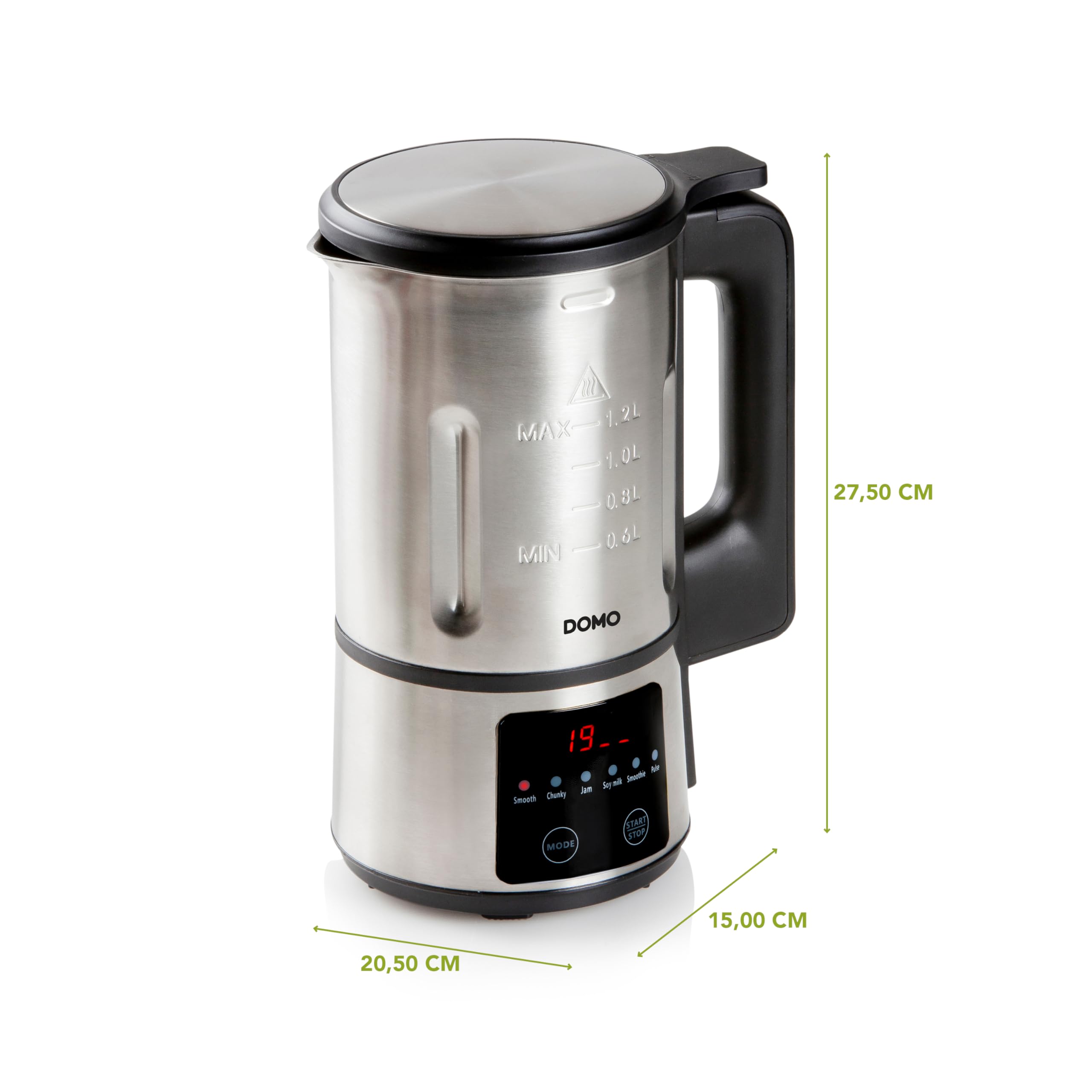 DOMO DO727BL Suppenmacher 1,2 L Standmixer Edelstahl Schwarz 6 Automatische Programme