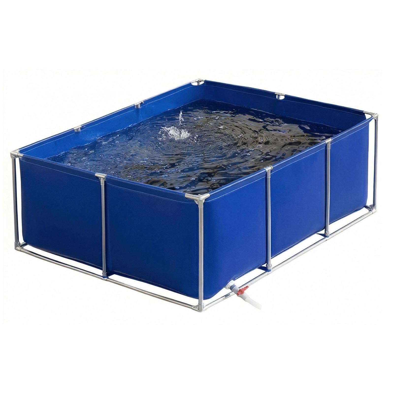 uofgcru Portable Koi Fish Holding Tank -Canvas Pool with Steel Frame & Drain Valve for Outdoor Aquaculture Temporary Fish Pond for Easy Setup & Maintenance(Blue - 1×1×0.5m)