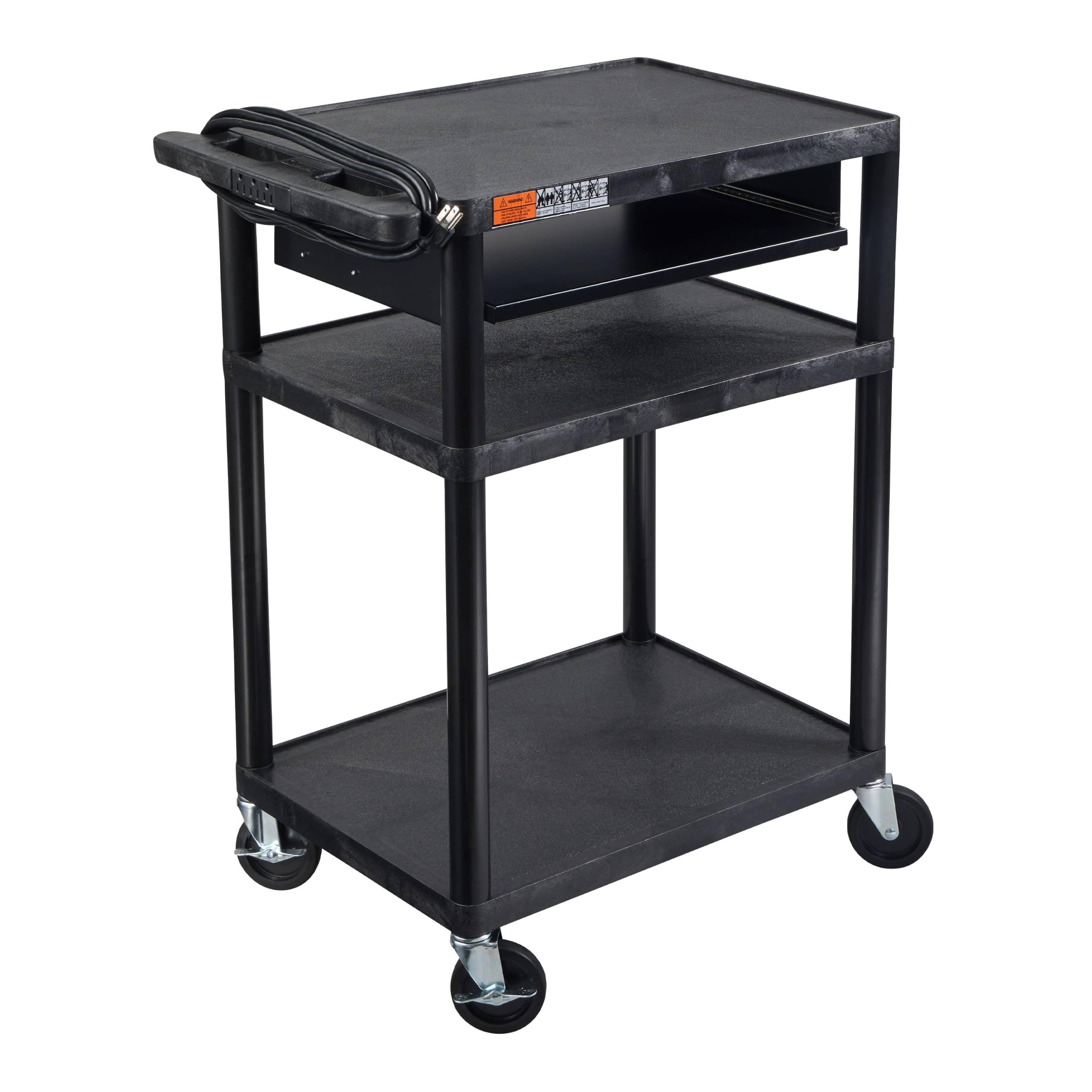 Luxor AV Cart, 34 Inch — LP34LE-B Three Shelves