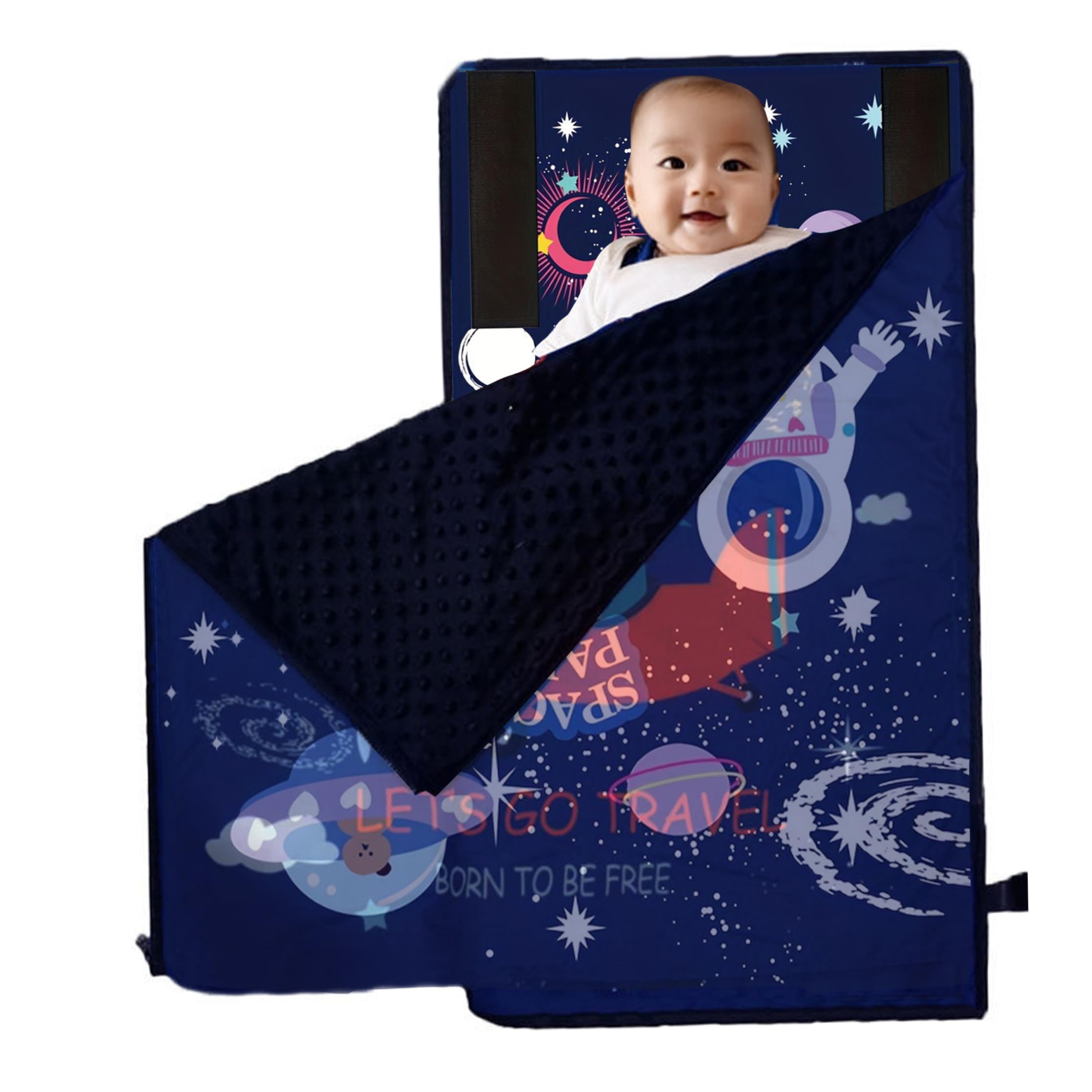 Airplane Bed For Toddler, Toddler Airplane Seat Extender, Kids Bed With Blanket - Portable Comfort Sleep Solution (star Blue)