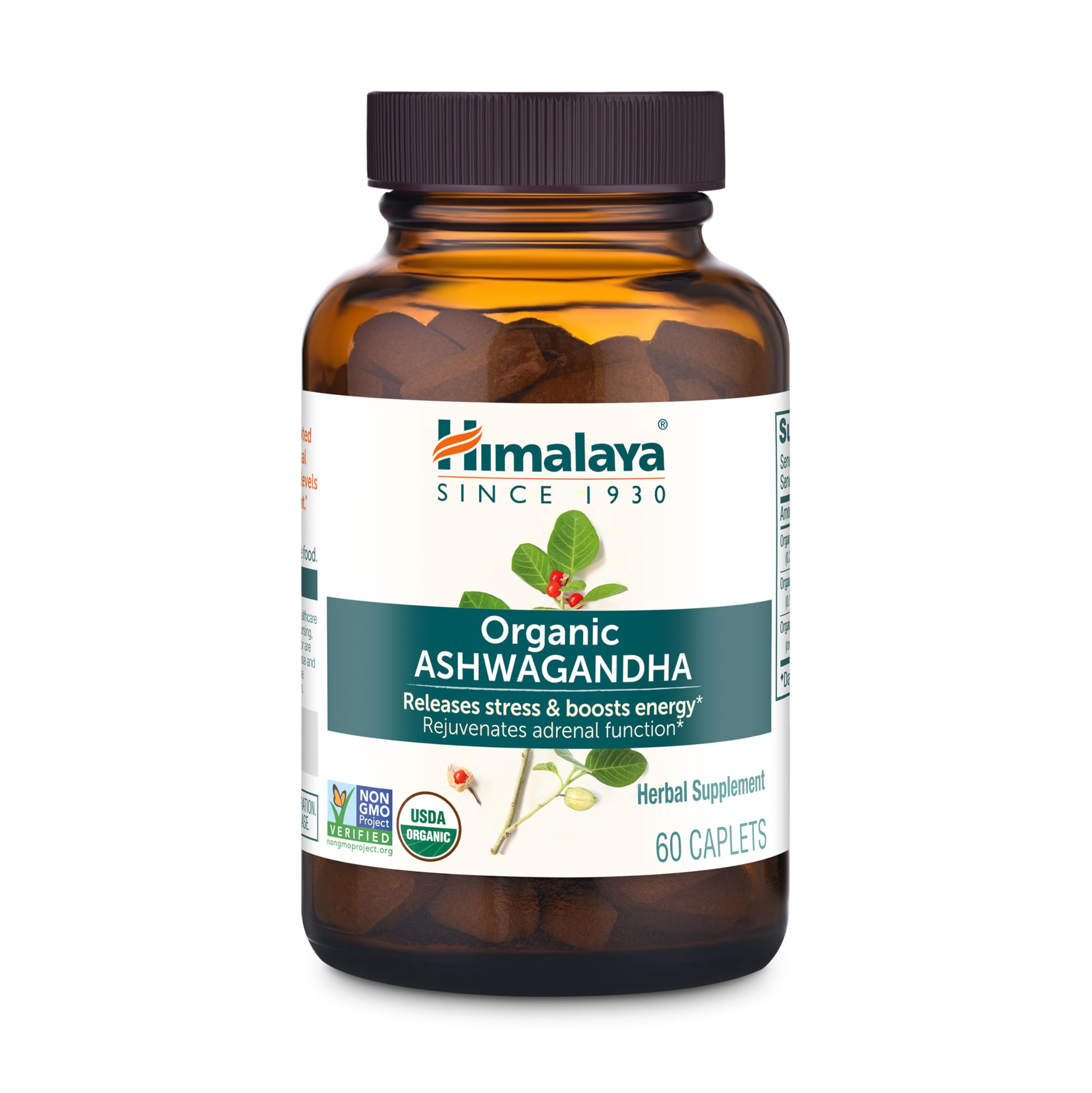 Himalaya Organic Ashwagandha Root 670mg 60 caplets bottle