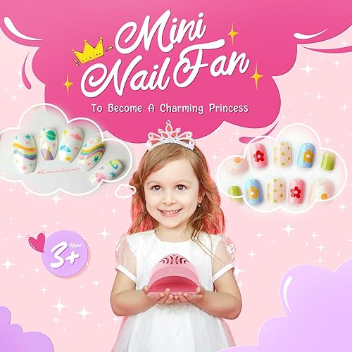 Miniatura 2 de MelodySusie Secador de uñas portátil para niños, mini ventilador de uñas rápido para herramienta de manicura de esmalte regular, seguro para manos,