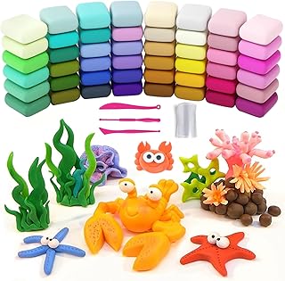 Ramarmro Air Dry Clay, 48 Colors Air Dry Magic Clay, CPSC Conformed Non-Toxic Molding DIY Clay, Best Gift for Boys & Girls Age 3-12 Year Old,with Sculpting Tools, Kids Art Crafts