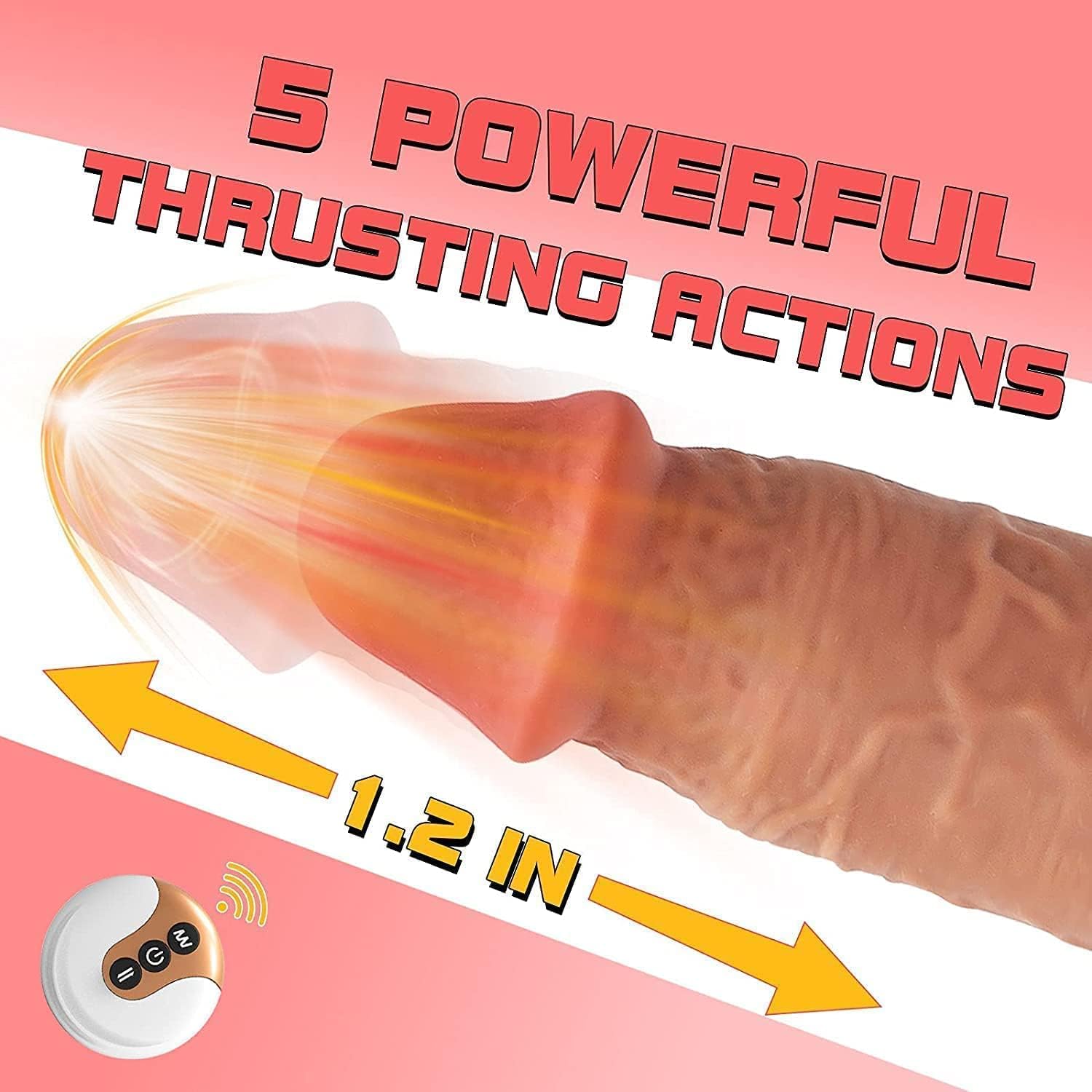 Thrusting Dildo Vibrator for Women: Realistic Vibrating Dildo with 5 Thrusting 7 Vibration Modes, Huge Silicone Suction Cup Dildo for G Spot Clit Anal Stimulation, Adult Sex Toys for Men, 8.5 Inches