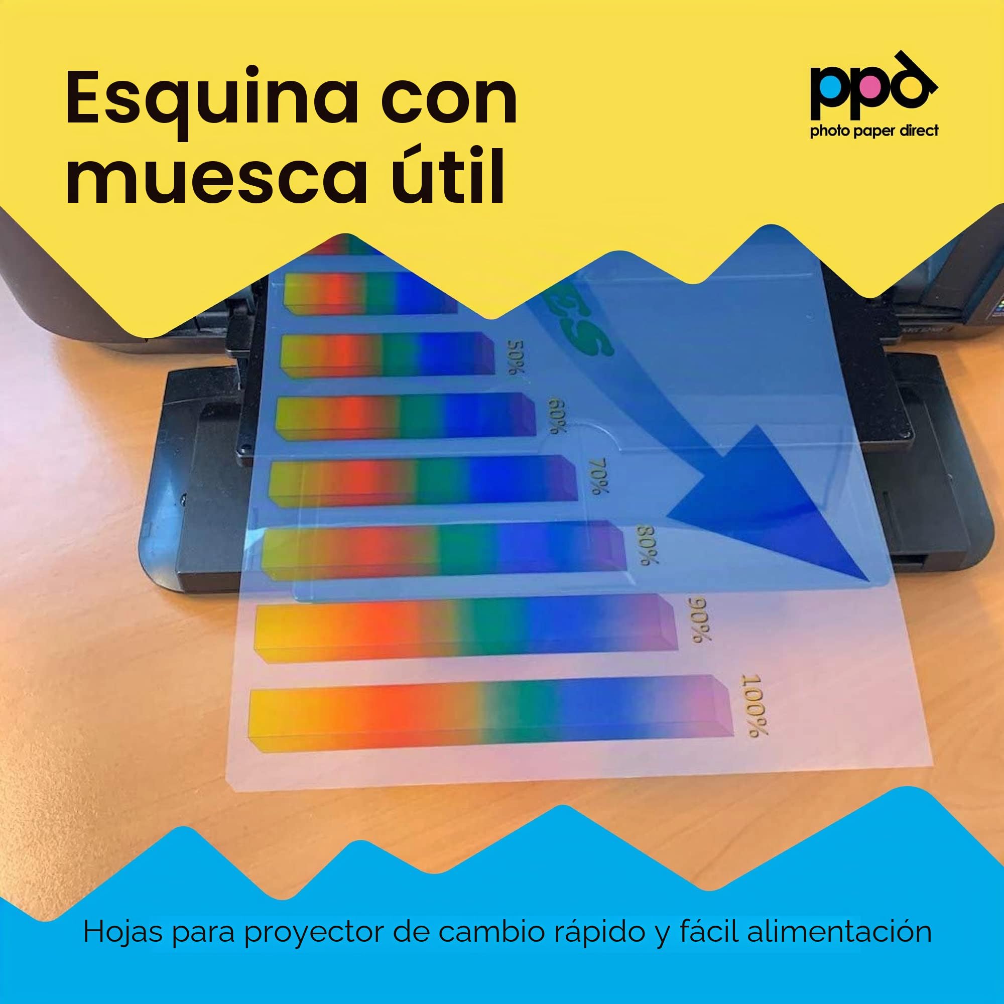 PPD Inkjet - A4 x 10 Hojas de Transparencias “OHP” Premium para Retroproyector - Láminas de Acetato Transparente - Para Impresión de Inyección de Tinta - PPD-34-10