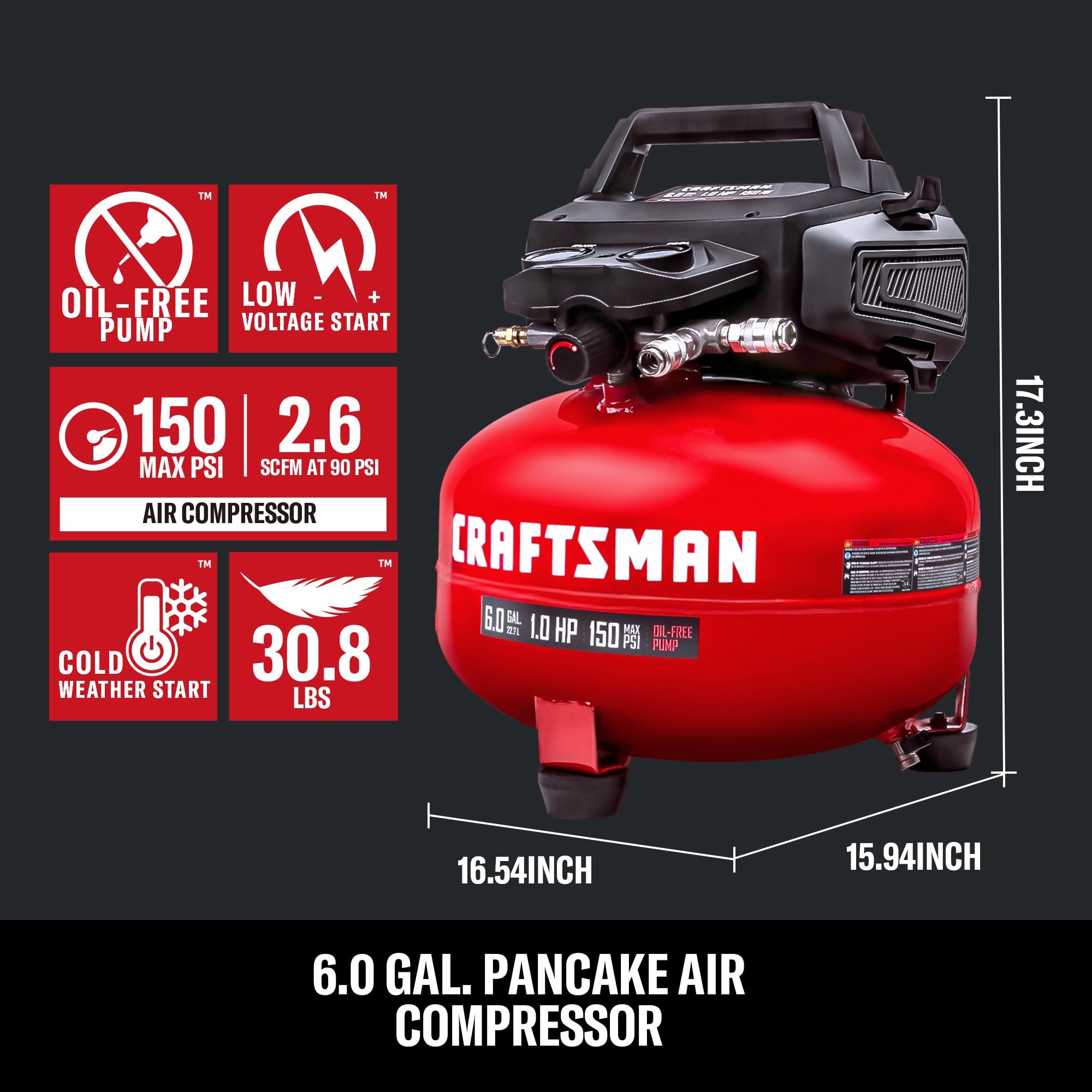 Amazon.com: CRAFTSMAN 6 Gallon Pancake Air Compressor, Portable