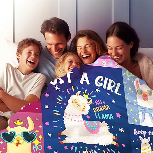 Miniatura 5 de Linda manta de llama suave y cálida de alpaca, diseño de llama de dibujos animados, sofá, cama, regalos de cumpleaños para niñas, adultos y niños,