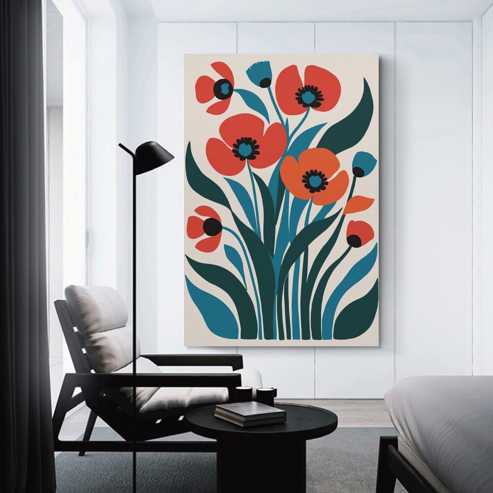 Junmoney Red Poppy Bouquet Canvas Wall Decor 12x18inch(30x45cm), for Entrance Walls, Hall Decor Or Foyers, Wall Decor to Refresh Empty Corners