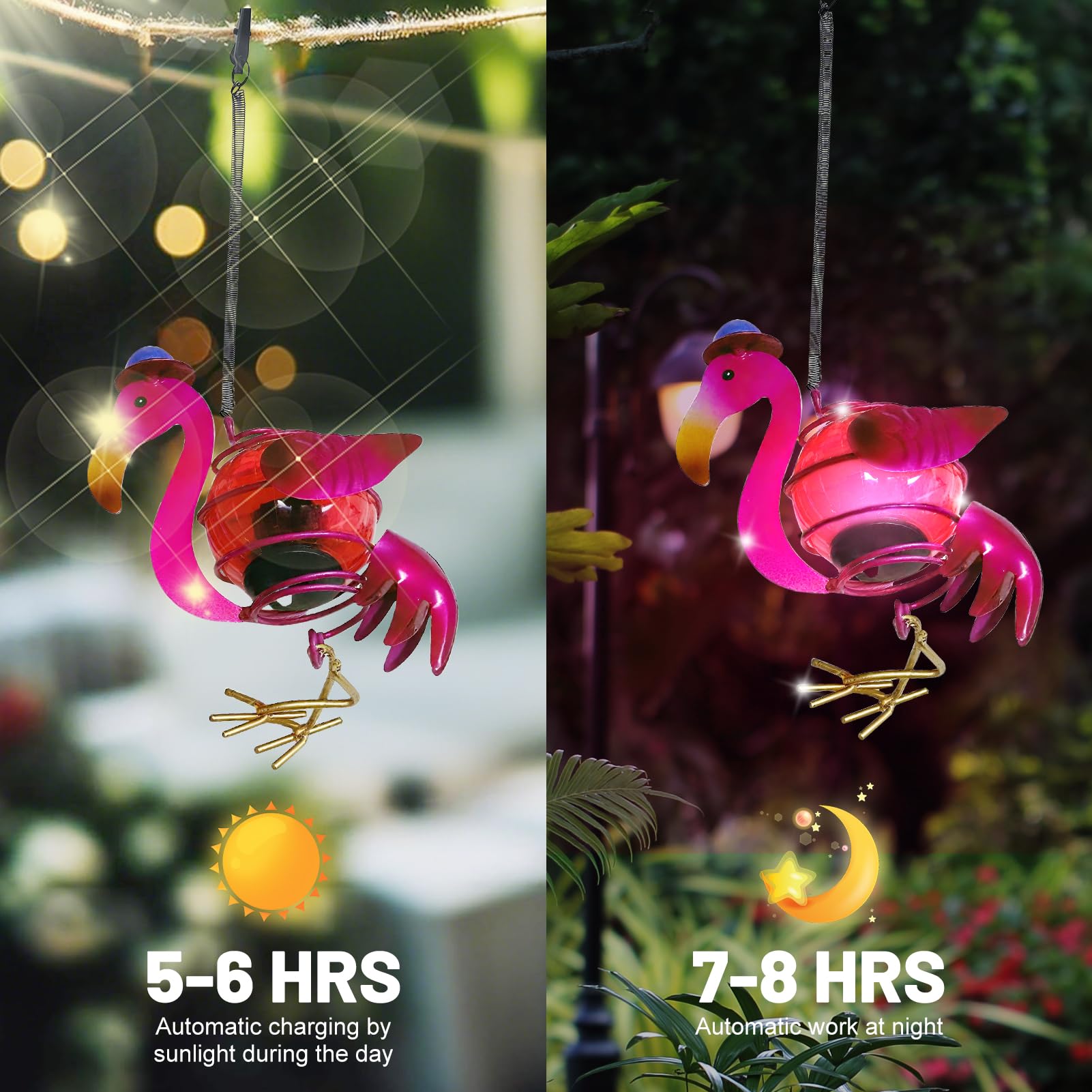 Lawn Social Solarlaterne Mit Flamingo-Motiv – Wasserdicht, Metall, Hängend Für Garten & Terrasse