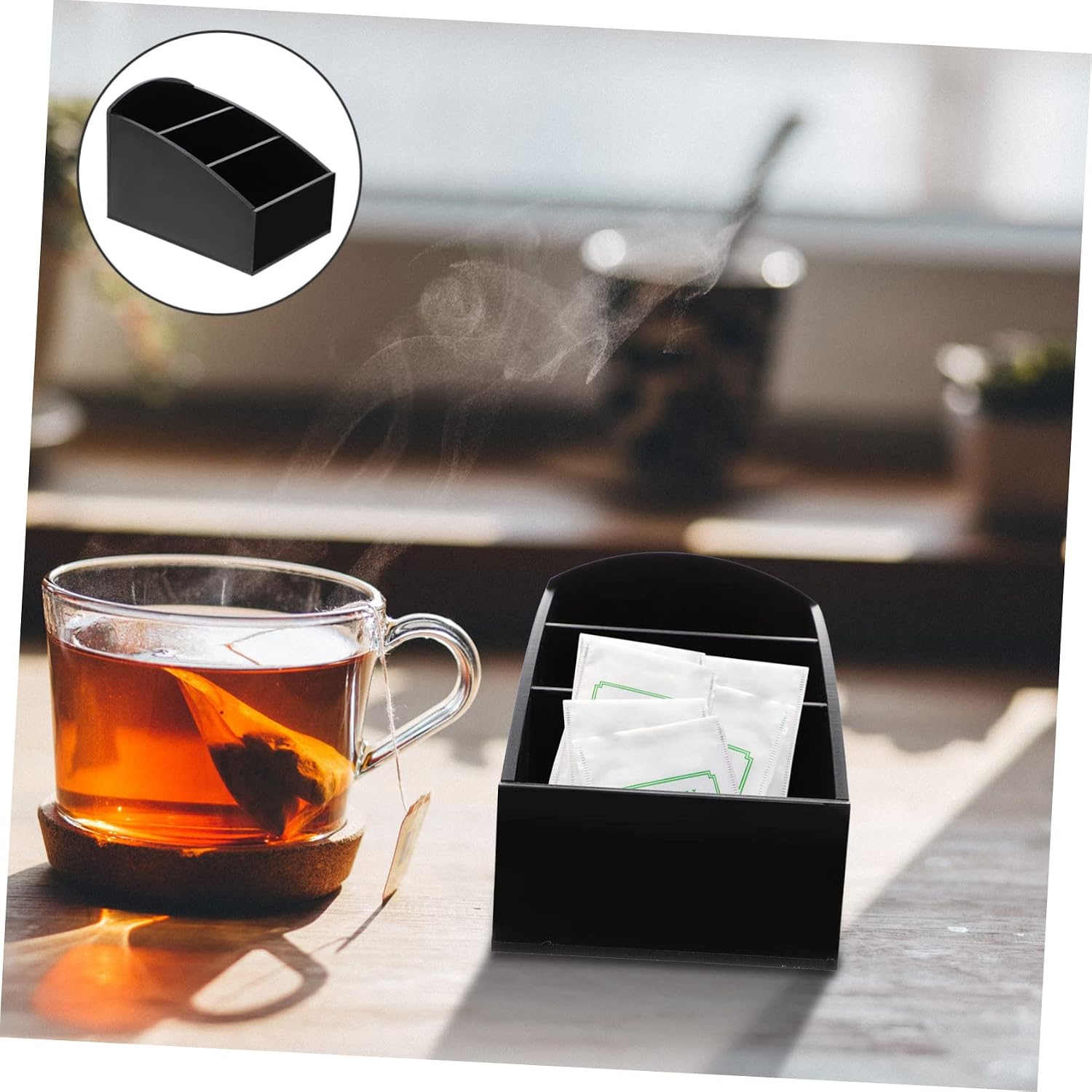 2Pcs Coffee Organizer Station Lid Sugar Bag Storage Box Desktop Tea Bag Holder Countertop Coffee Station Supplies for Home and Office