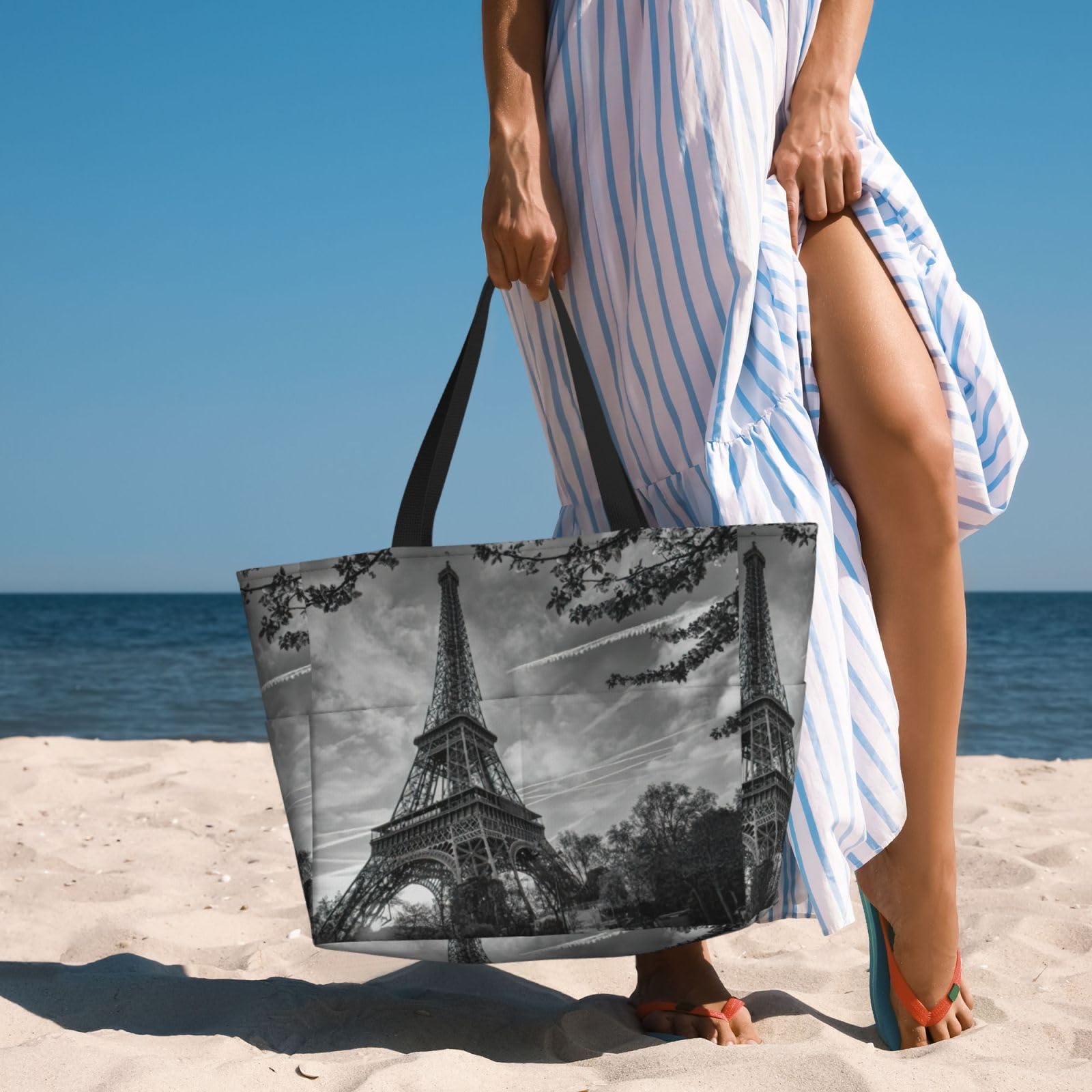 Wieża Eiffla Wzór Moda Torba Plażowa Torba Dla Dorosłych Torba Plażowa Torby Na Ramię Z Dużymi Pojemnikami Na Plażę