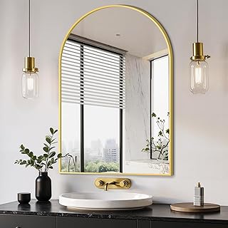 Delma Arched Bathroom Mirror, 24"x36" Wall Mounted Vanity Mirror for Bedroom, Living Room and