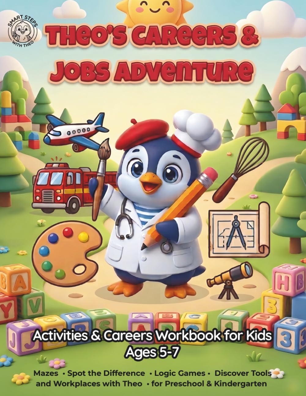 Theo’s Careers & Jobs Adventure: Activities & Careers Workbook for Kids Ages 5-7, Mazes - Spot the Difference - Logic Games – Discover Tools and ... & Kindergarten (SmartSteps with Theo)