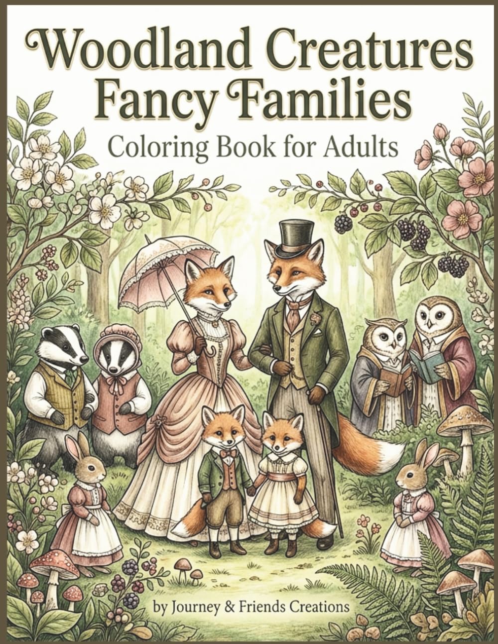 Woodland Creatures Fancy Families: Coloring Book for Adults: Very Cozy Cottage Core Coloring Book, Intricate Detail for Calm Relaxation