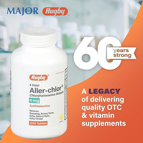 Miniatura 6 de Major Chlorpheniramine - Tabletas de 4 mg de clorfeniramina maleato para alergias de 4 horas, antihistamínico para estornudos, picazón y ojos