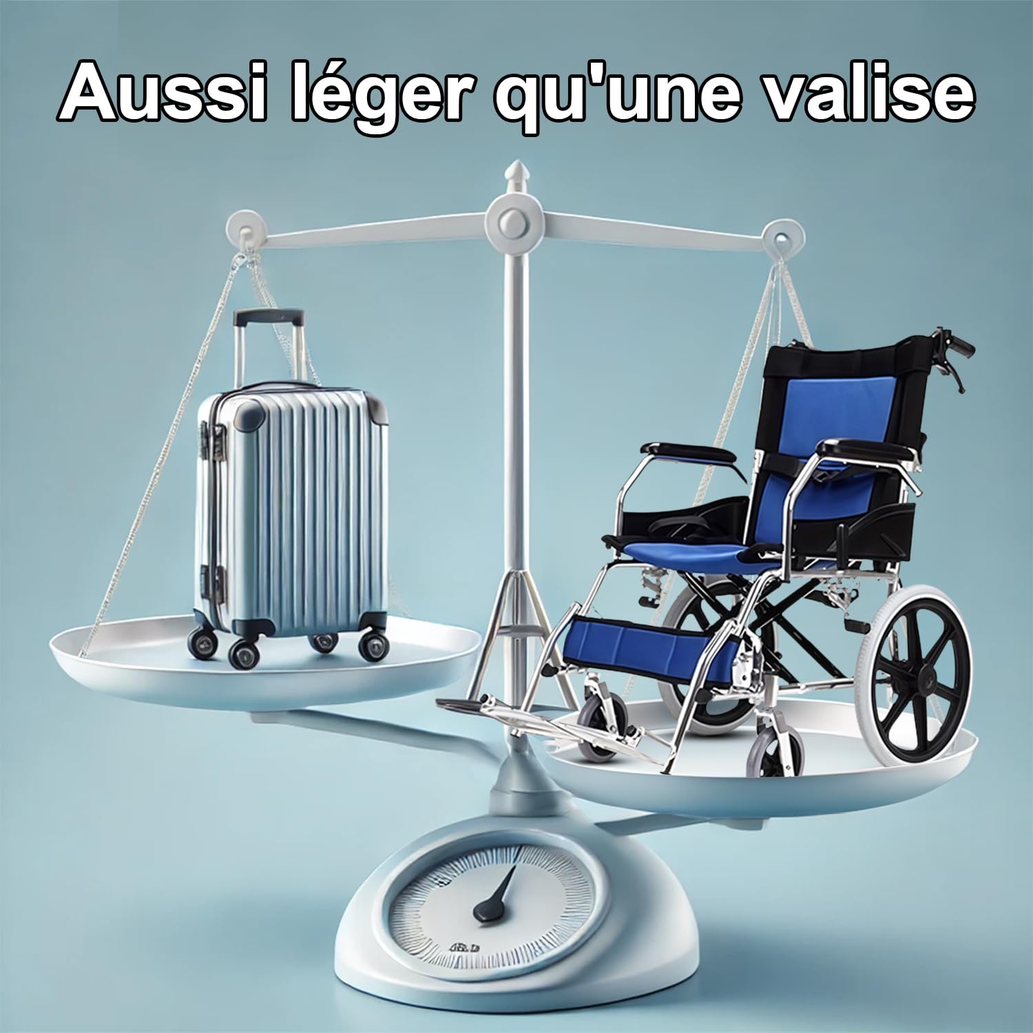 M3 Fauteuil roulant, pliable, léger, avec frein sur les poignées, pour personnes handicapées et personnes âgées, avec soutien au pied, accoudoirs, siège 45 cm