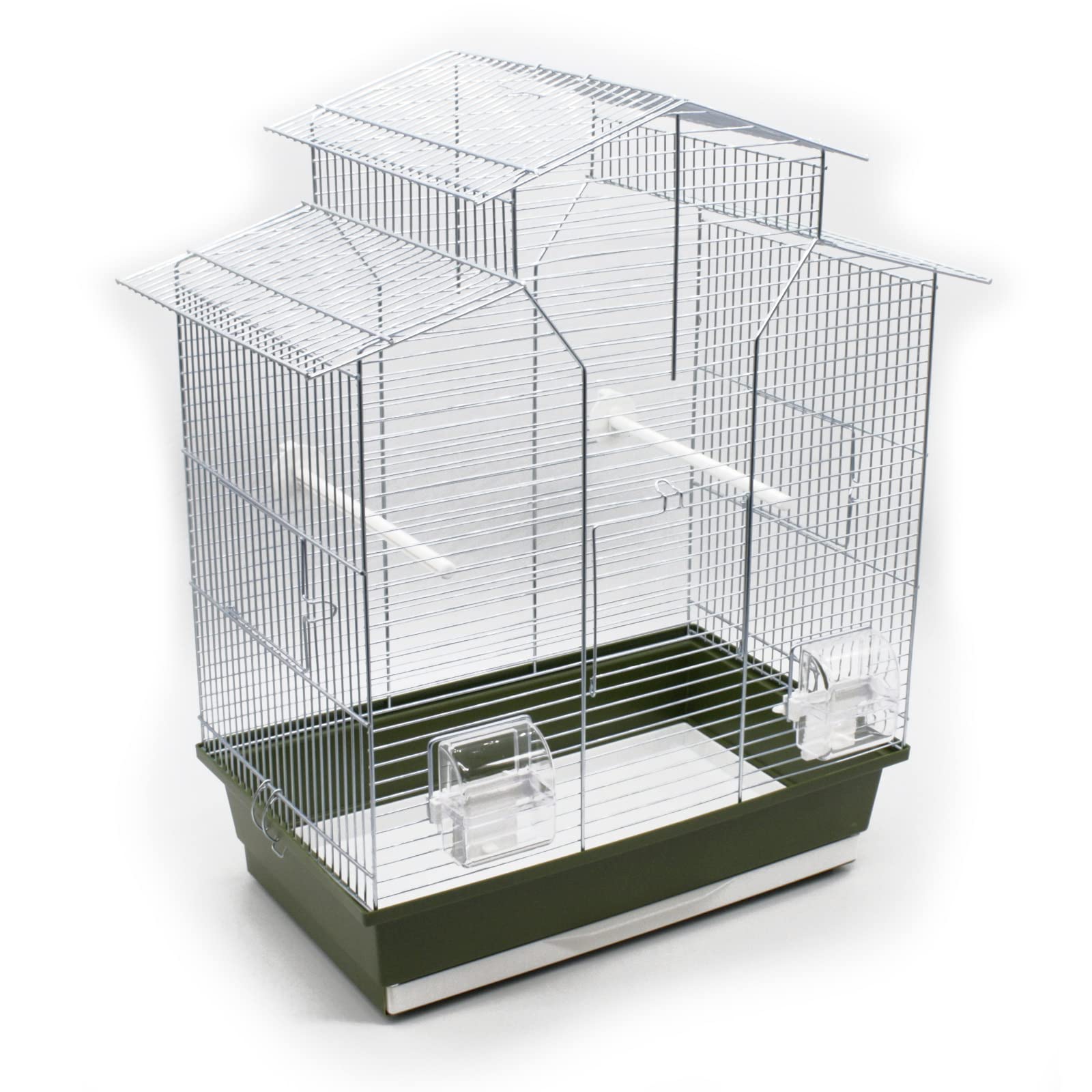 Zoopaul XL Vogelkäfig IZA 2 II olivgrün weiß 52x30x60 cm Wellensittiche Kanarien Käfig