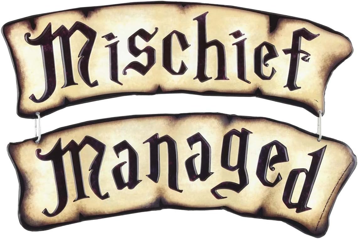 Harry Potter Mischief Managed Embossed Metal Sign - Vintage Harry Potter Wall Art for Bedroom or Movie Room