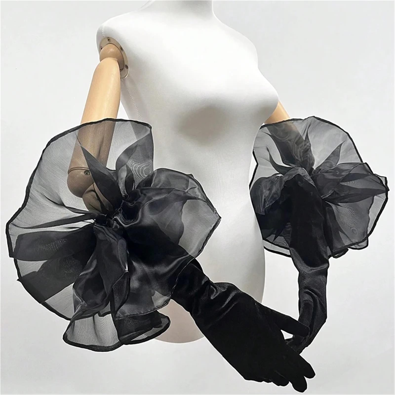 Guantes largos de terciopelo con volantes, color liso, manga mano for mujer, vestido novia, accesorio fotográfico, ropa, guante Para Cena Fiesta