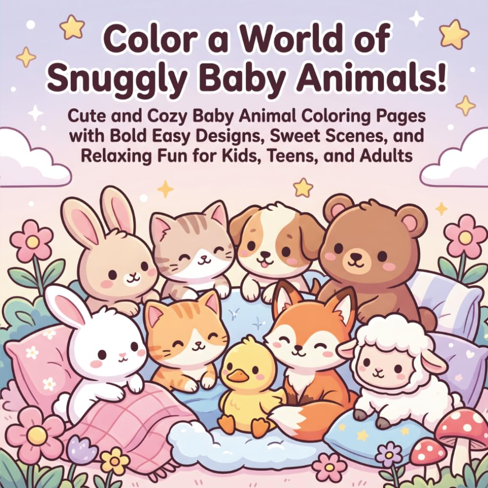 Color a World of Snuggly Baby Animals!: Cute and Cozy Baby Animal Coloring Pages with Bold Easy Designs, Sweet Scenes, and Relaxing Fun for Kids, Teens, and Adults