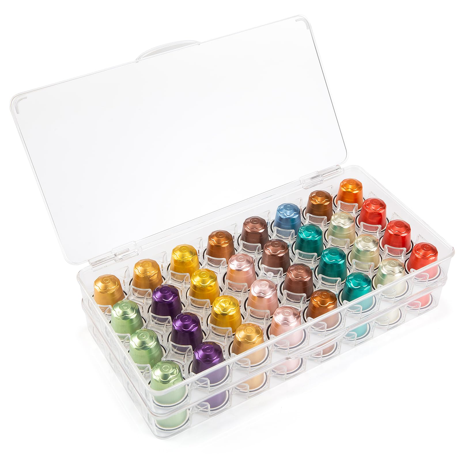 JiePai Coffee Pods Holder 64 Slots,Espresso Coffee Pods Holder Capsule coffee Holder, Coffee Pods Storage Organizer,Clear Acrylic Coffee Pod Holder for Office Home Kitchen Counter Organizer (Clear)