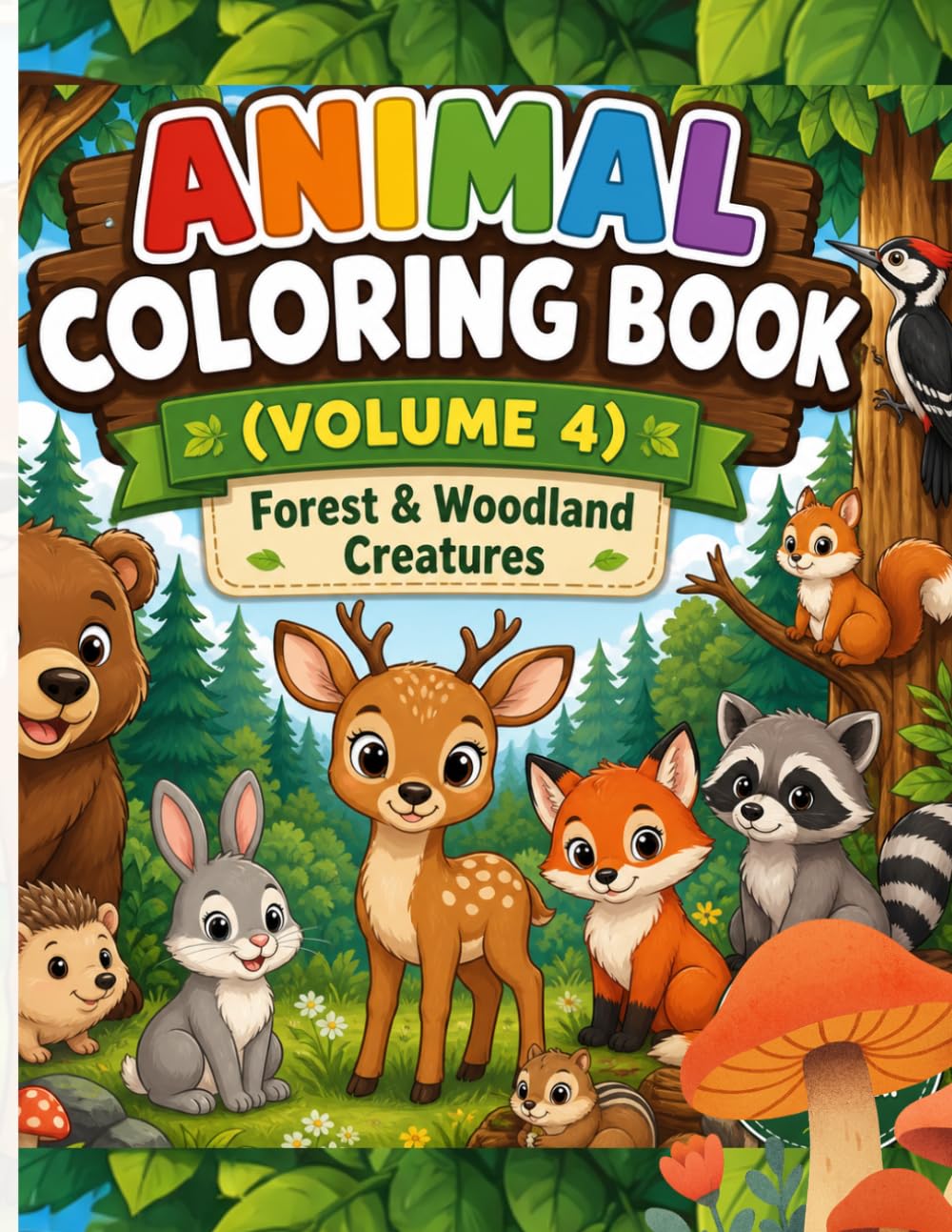 Animal Coloring Book (Volume 4): Forest & Woodland Creatures for Kids Ages 3–8