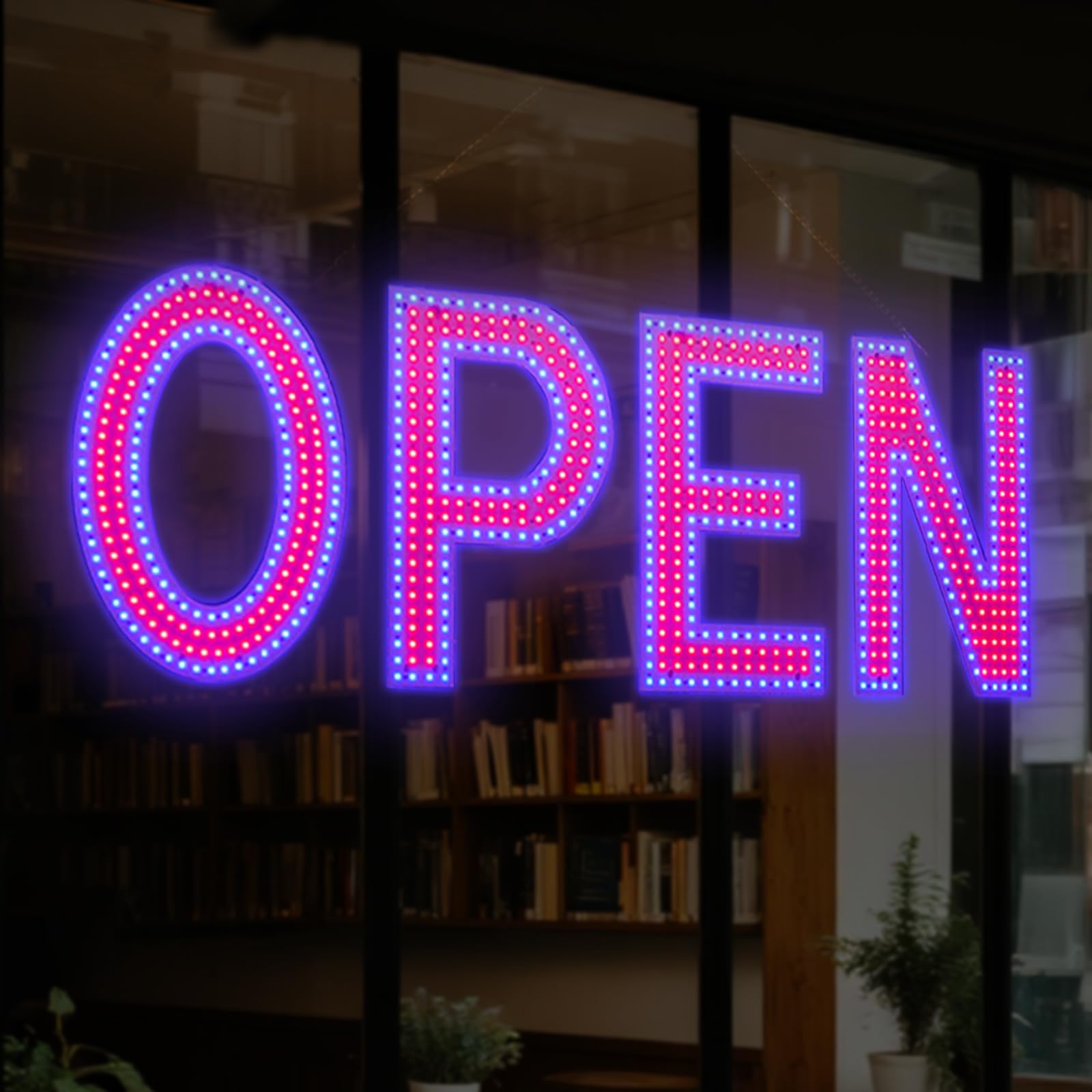 Open Sign for Business, 48"x17" Dimmable Large LED Open Signs with Hanging Installation for Bar Pubs Store Restaurant Office Hotel Salon Red &amp; Blue