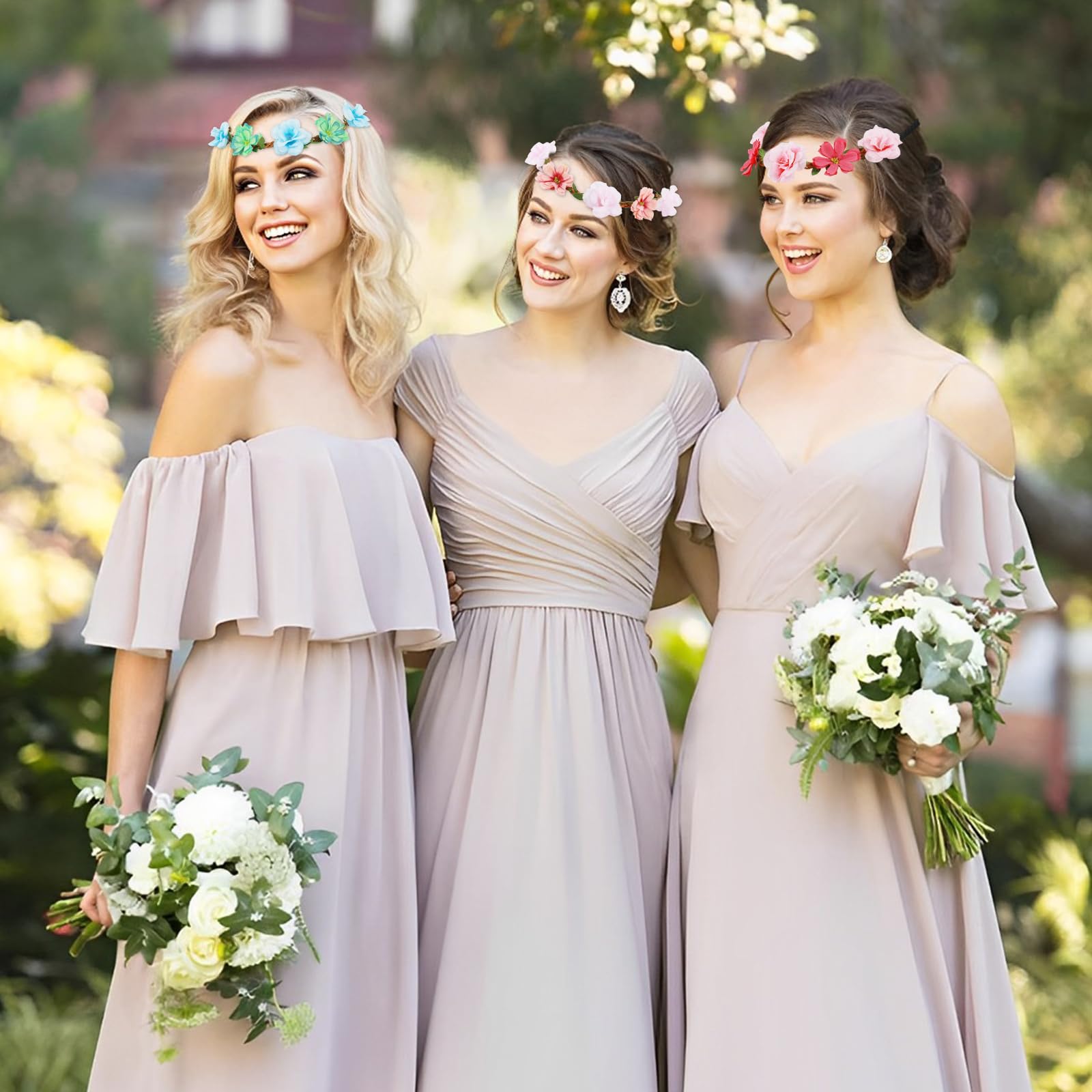 Coroncine Fiori Per Addio Nubilato - 20 Pezzi Con Fascia Sposa E Tiara (Colorate) - Foto 11