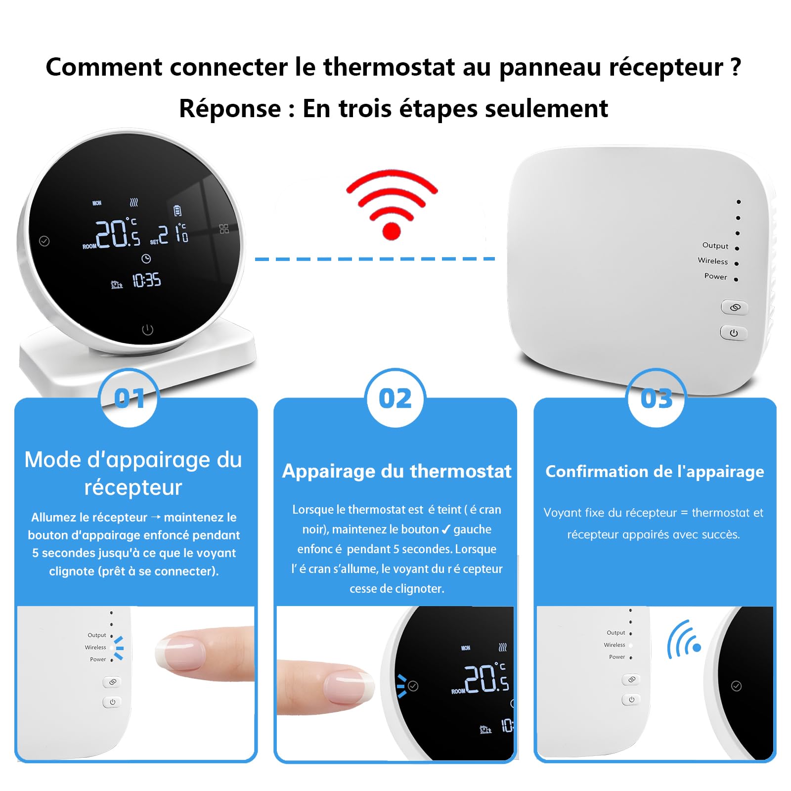 Thermostat Connecté pour Chaudière à Gaz/Chauffage à l'eau Au Sol Murale 3A