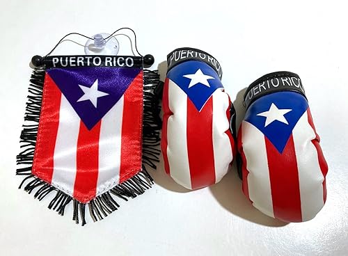 Miniatura 6 de Banderas de guantes de boxeo de Puerto Rico para coches, accesorios adhesivos para casas de relaciones públicas puertorriqueñas, mini pancartas