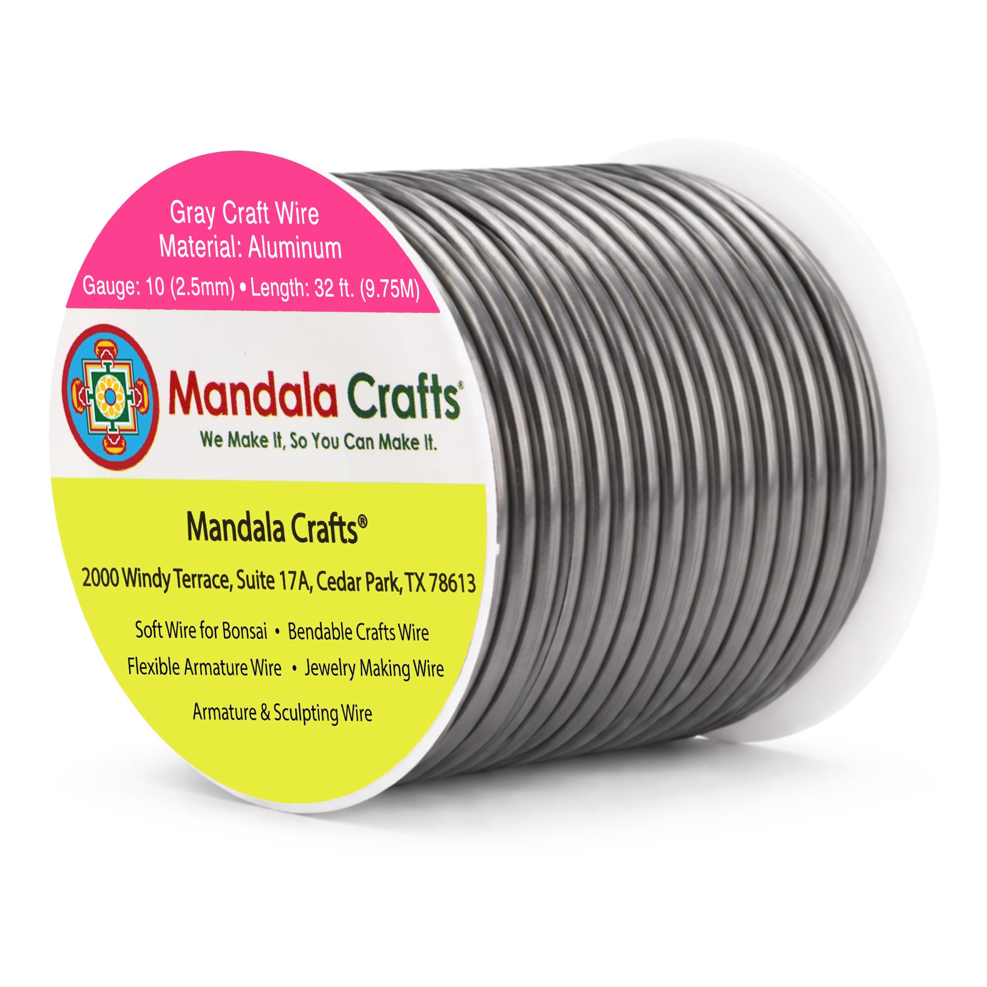 Mandala Crafts 10 Gauge Gray Anodized Aluminum Craft Wire, 32 FT