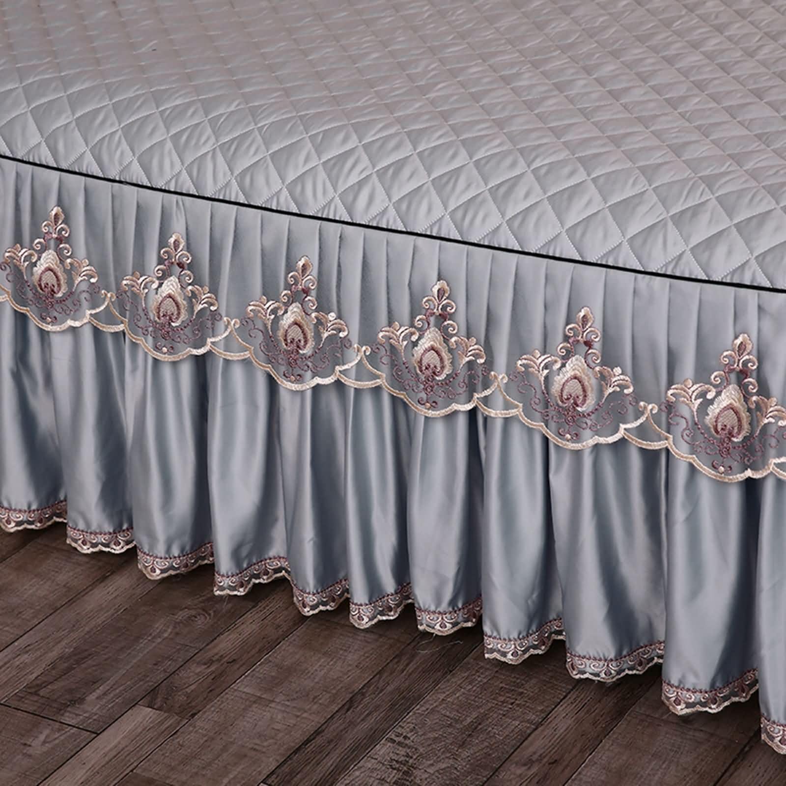 3-częściowy zestaw pościeli z poliestru bawełnianego na łóżko podwójne, haftowany wzór koronki w jednolitym kolorze, 180 x 220 cm + 2 poszewki na poduszki, prześcieradło z gumką łóżko podwójne
