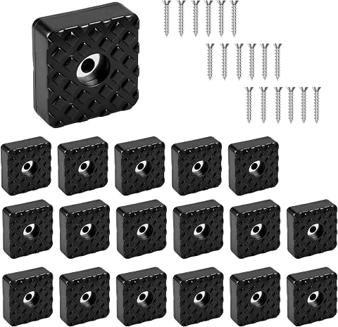 18 Piezas Tacos de Goma, Tacos para Patas de Sillas, Goma Antideslizante 22 × 22 × 8 mm Muebles Negros pies Cuadrados de Tapas con 18 Tornillos de Montaje para Todo Tipo de Muebles