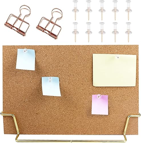 Tablero de anuncios de corcho con soporte de escritorio de doble cara para mensajes y fotos para el hogar, oficina, escuela (12.6 x 9 pulgadas