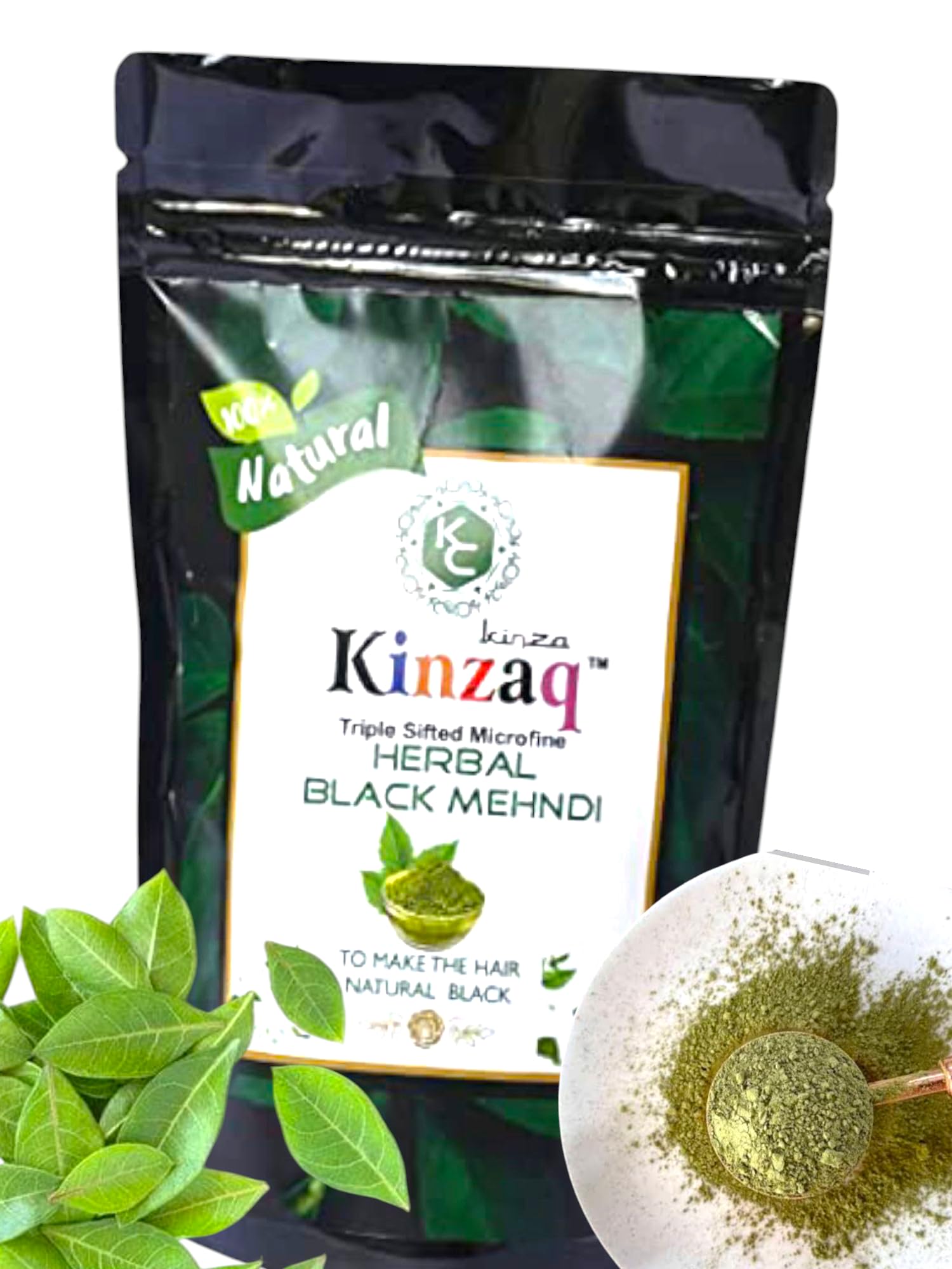 kinzaq Herbal Henna (Mehndi) For Hair Dye/Colour (BLack) Pack of 4 (25 gm each)-image-44